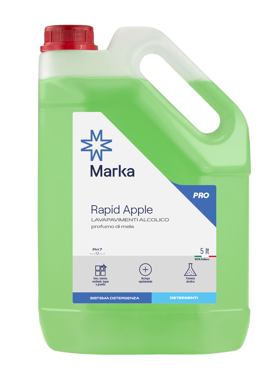 Detergente profumato pavimenti RAPID MELA, confezione da 5 lt x 4 pezzi