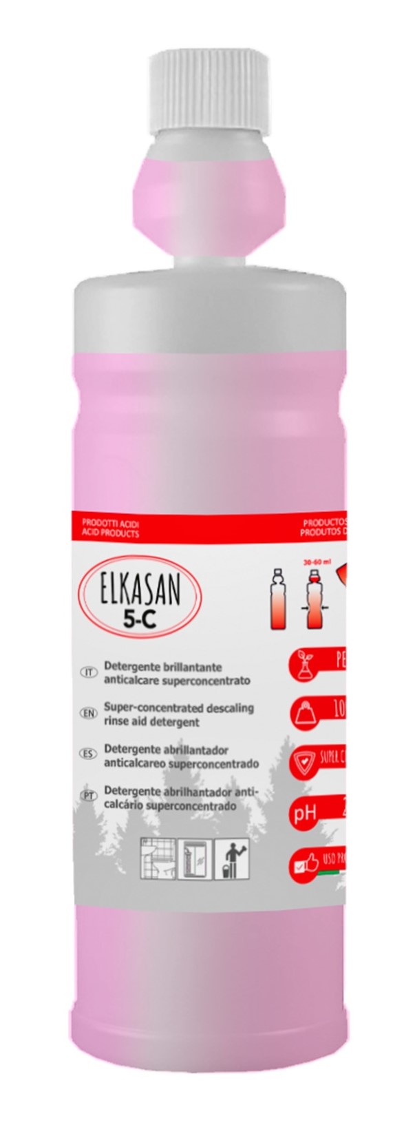 Elkasan 5-C è un manutentore concentrato a base di acido citrico al profumo di pesca.
